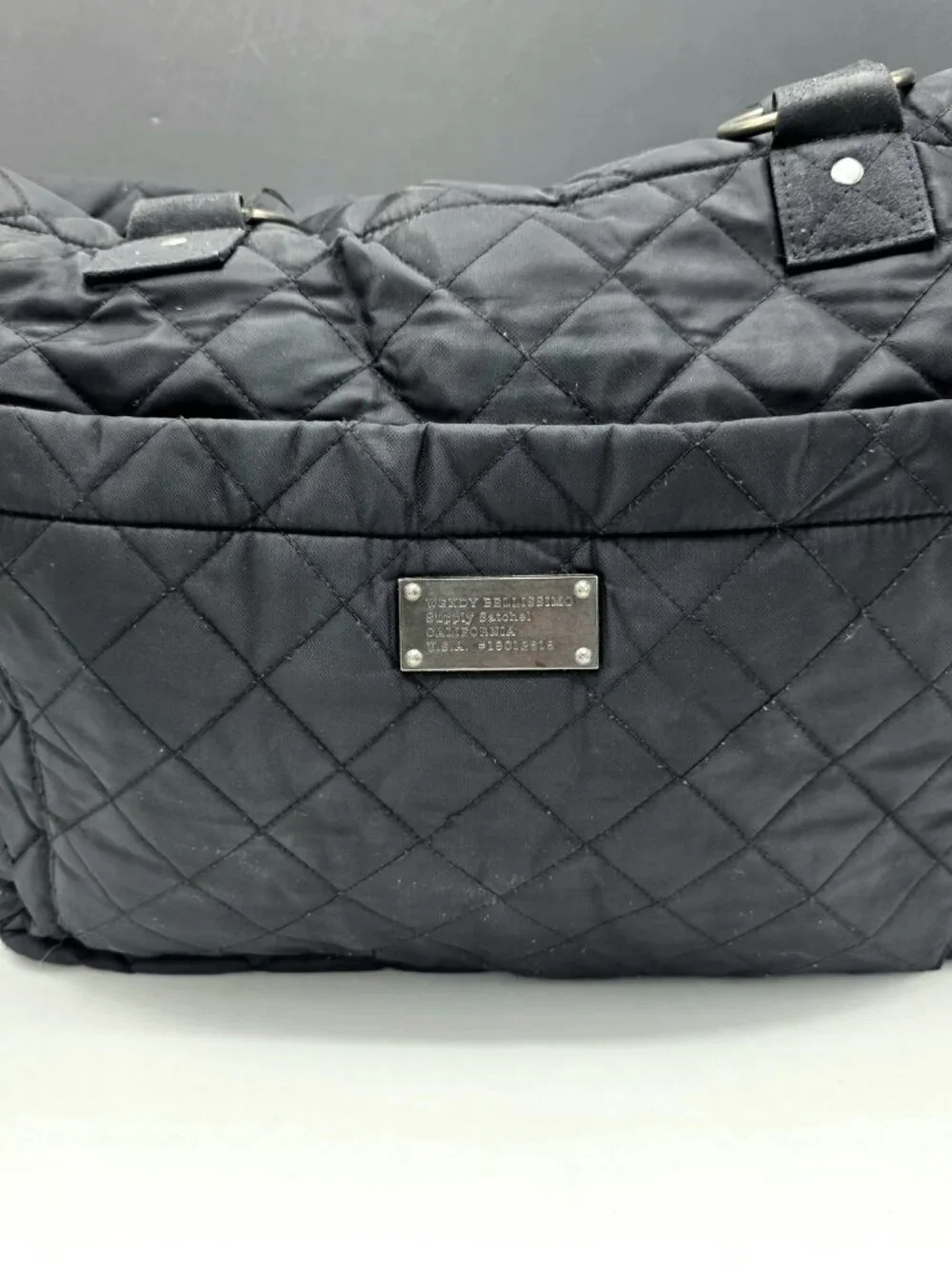Wendy Bellissimo Supply Satchel Diaper Bag Black Extra Large Quilted Vtg Preown